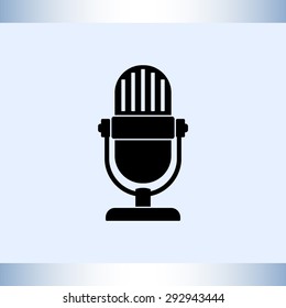 Retro microphone sign icon, vector illustration. Flat design style