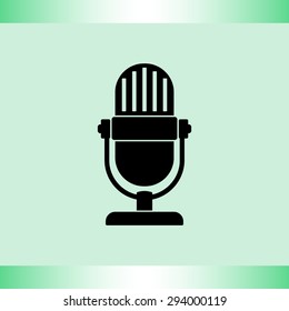 Retro microphone sign icon, vector illustration. Flat design style