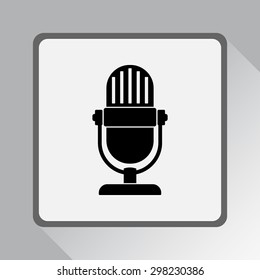 Retro microphone sign icon, vector illustration. Flat design style