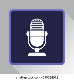 Retro microphone sign icon, vector illustration. Flat design style