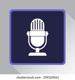 Retro microphone sign icon, vector illustration. Flat design style