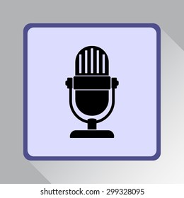 Retro microphone sign icon, vector illustration. Flat design style
