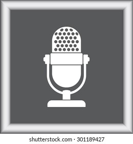 Retro microphone sign icon, vector illustration. Flat design style