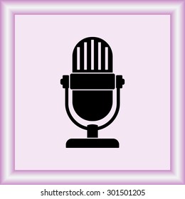 Retro microphone sign icon, vector illustration. Flat design style
