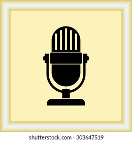 Retro microphone sign icon, vector illustration. Flat design style