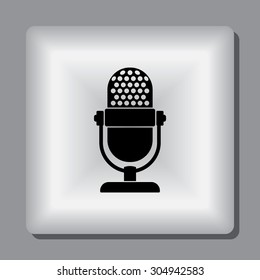Retro microphone sign icon, vector illustration. Flat design style