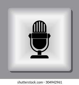 Retro microphone sign icon, vector illustration. Flat design style