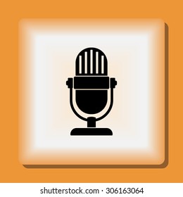 Retro microphone sign icon, vector illustration. Flat design style
