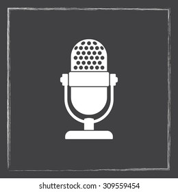Retro microphone sign icon, vector illustration. Flat design style