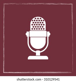 Retro microphone sign icon, vector illustration. Flat design style