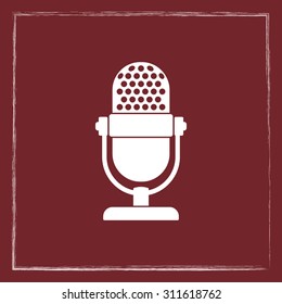 Retro microphone sign icon, vector illustration. Flat design style