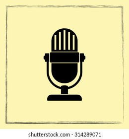 Retro microphone sign icon, vector illustration. Flat design style