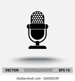 Retro microphone sign icon, vector illustration. Flat design style
