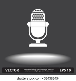 Retro microphone sign icon, vector illustration. Flat design style