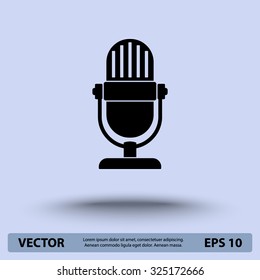 Retro microphone sign icon, vector illustration. Flat design style