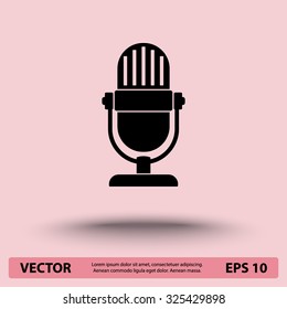 Retro microphone sign icon, vector illustration. Flat design style