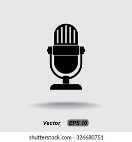 Retro microphone sign icon, vector illustration. Flat design style