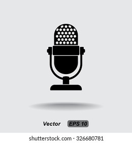Retro microphone sign icon, vector illustration. Flat design style