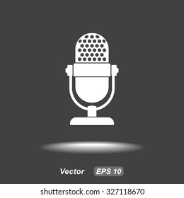 Retro microphone sign icon, vector illustration. Flat design style