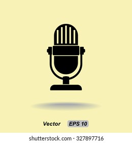 Retro microphone sign icon, vector illustration. Flat design style