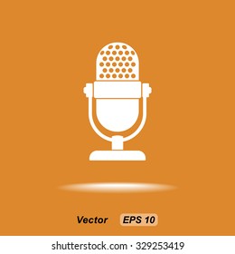 Retro microphone sign icon, vector illustration. Flat design style