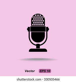 Retro microphone sign icon, vector illustration. Flat design style