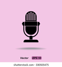 Retro microphone sign icon, vector illustration. Flat design style