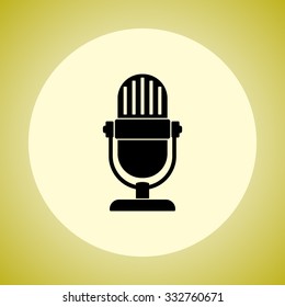 Retro microphone sign icon, vector illustration. Flat design style