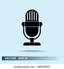 Retro microphone sign icon, vector illustration. Flat design style