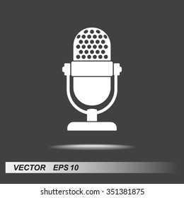 Retro microphone sign icon, vector illustration. Flat design style