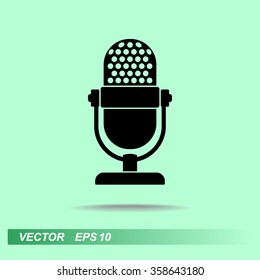 Retro microphone sign icon, vector illustration. Flat design style