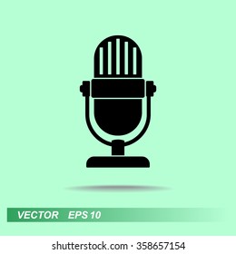 Retro microphone sign icon, vector illustration. Flat design style
