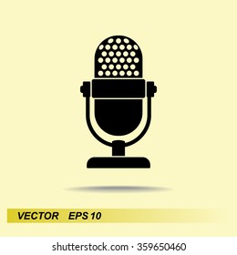 Retro microphone sign icon, vector illustration. Flat design style