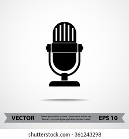 Retro microphone sign icon, vector illustration. Flat design style