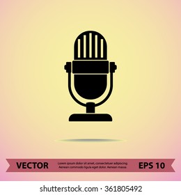 Retro microphone sign icon, vector illustration. Flat design style