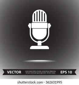 Retro microphone sign icon, vector illustration. Flat design style
