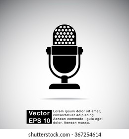Retro microphone sign icon, vector illustration. Flat design style