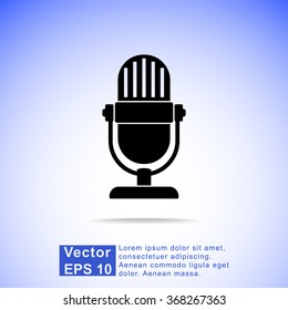 Retro microphone sign icon, vector illustration. Flat design style