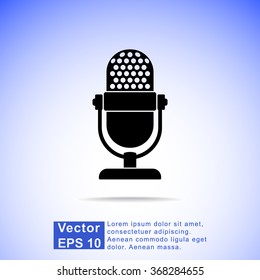 Retro microphone sign icon, vector illustration. Flat design style