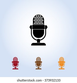 Retro microphone sign icon, vector illustration. Flat design style
