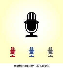Retro microphone sign icon, vector illustration. Flat design style