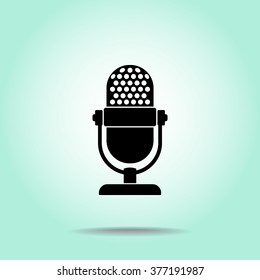 Retro microphone sign icon, vector illustration. Flat design style