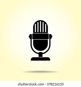 Retro microphone sign icon, vector illustration. Flat design style