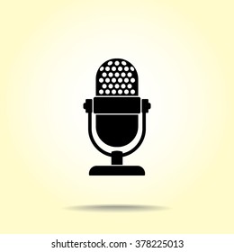Retro microphone sign icon, vector illustration. Flat design style