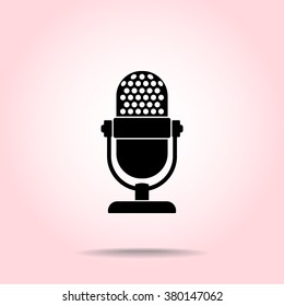 Retro microphone sign icon, vector illustration. Flat design style