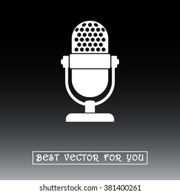 Retro microphone sign icon, vector illustration. Flat design style