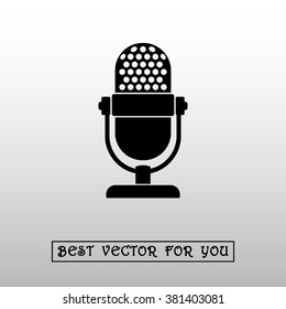 Retro microphone sign icon, vector illustration. Flat design style