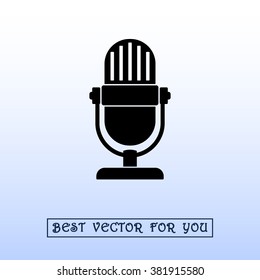 Retro microphone sign icon, vector illustration. Flat design style