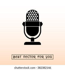Retro microphone sign icon, vector illustration. Flat design style
