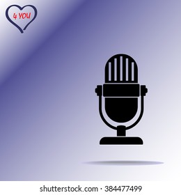 Retro microphone sign icon, vector illustration. Flat design style